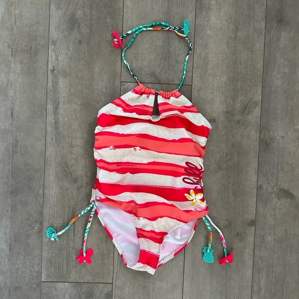 New Big Chill Tropical Vibrant One-Piece Swimsuit Size 7/8 Little Girls